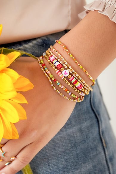 Bracelet Perles Longues Colorées Blanc cassé Acier inoxydable h5 Image2